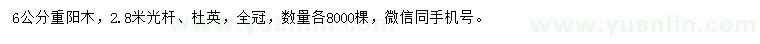 求購6公分重陽木、杜英