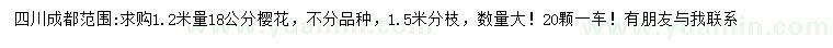 求購1.2米量18公分櫻花