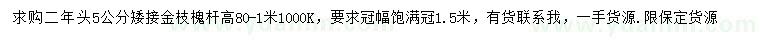 求購(gòu)5公分矮接金枝槐