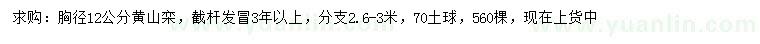 求購胸徑12公分黃山欒