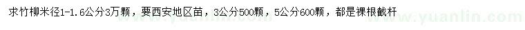 求購(gòu)米徑1-1.6、3、5公分竹柳