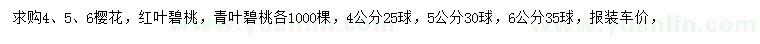 求購(gòu)櫻花、紅葉碧桃、青葉碧桃