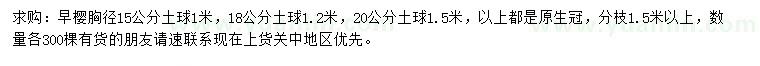求購胸徑15、18、20公分早櫻