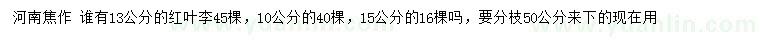 求購10、13、15公分紅葉李