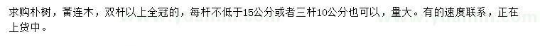 求購(gòu)樸樹(shù)、黃連木