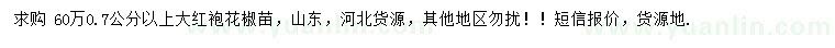 求購0.7公分以上大紅袍花椒苗