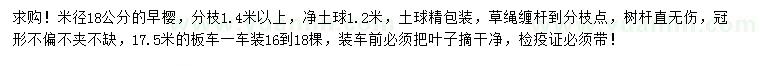 求購米徑18公分早櫻