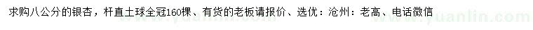 求購8公分銀杏