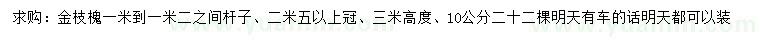 求購冠幅2.5米以上金枝槐