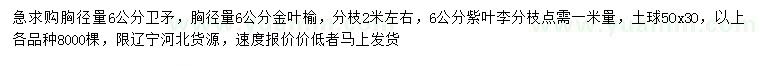 求購衛(wèi)矛、金葉榆、紫葉李