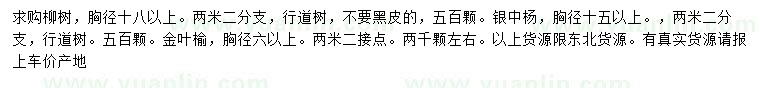 求購(gòu)柳樹(shù)、銀中楊、金葉榆