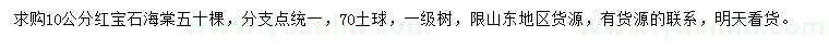 求購10公分紅寶石海棠