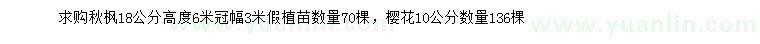 求購18公分秋楓、10公分櫻花