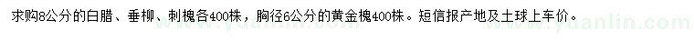 求購白臘、垂柳、刺槐