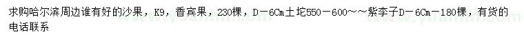 求購(gòu)沙果、香賓果、紫李子