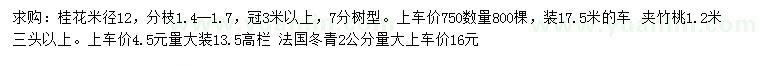 求購桂花、夾竹桃、法國冬青