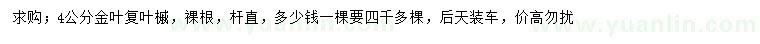 求購(gòu)4公分金葉復(fù)葉槭