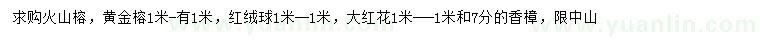 求購(gòu)火山榕、黃金榕、紅絨球等