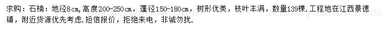 求購地徑8公分石楠