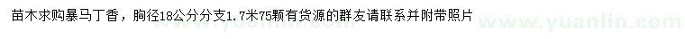 求購胸徑18公分暴馬丁香