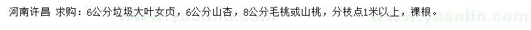 求購(gòu)大葉女貞、山杏、毛桃等