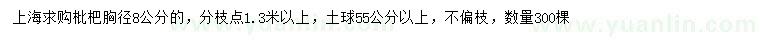 求購(gòu)胸徑8公分枇杷