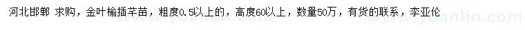 求購粗度0.5公分以上金葉榆插芊苗