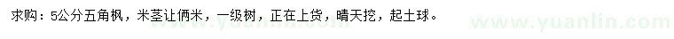 求購(gòu)5公分五角楓