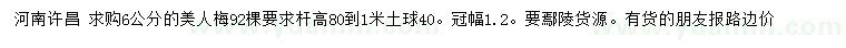 求購(gòu)6公分美人梅