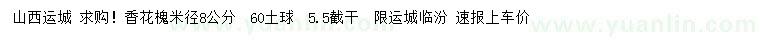 求購(gòu)米徑8公分香花槐