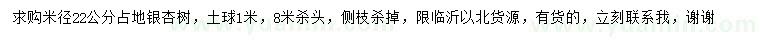 求購米徑22公分銀杏