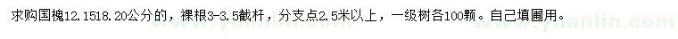 求購(gòu)12、15、18、20公分國(guó)槐