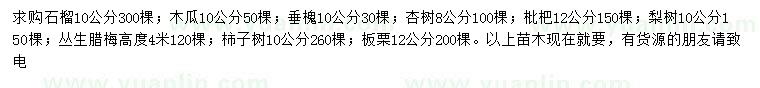 求購石榴、木瓜、垂槐等