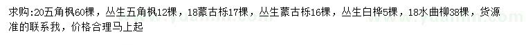 求購五角楓、叢生五角楓、蒙古櫟等