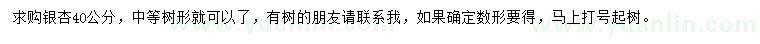 求購40公分銀杏