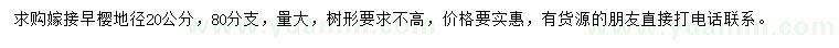 求購地徑20公分嫁接早櫻
