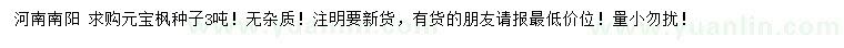 求購元寶楓種子
