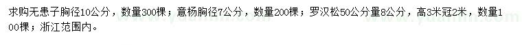 求購無患子、意楊、羅漢松