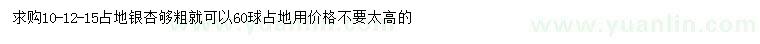 求購10、12、15公分占地銀杏