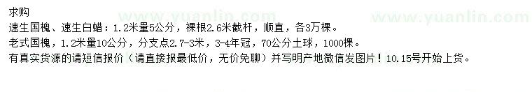 求購(gòu)速生國(guó)槐、速生白蠟、老式國(guó)槐