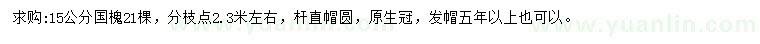求購(gòu)15公分國(guó)槐