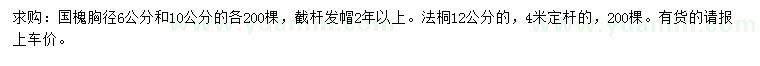 求購胸徑6、10公分國槐、12公分法桐