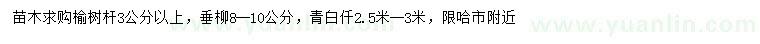 求購榆樹、垂柳、青白仟