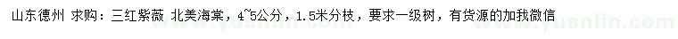 求購4-5公分三紅紫薇、北美海棠