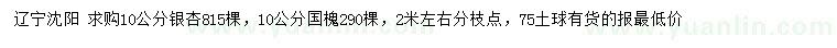 求購(gòu)10公分銀杏、國(guó)槐