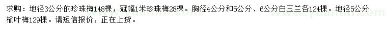 求購(gòu)珍珠梅、白玉蘭、榆葉梅