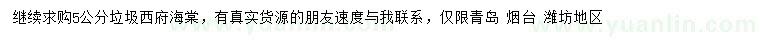 求購(gòu)5公分垃圾西府海棠