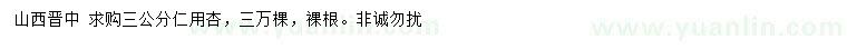 求購3公分仁用杏