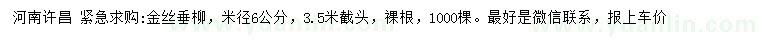求購(gòu)米徑6公分金絲垂柳
