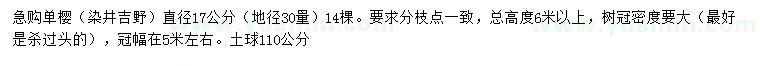 求購地徑30量直徑17公分染井吉野